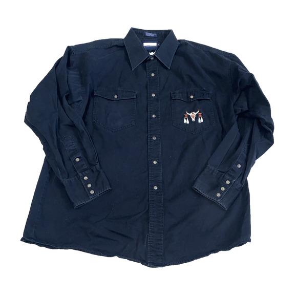 PANHANDLE SLIM COWBOY SNAP PEARL WESTERN SHIRT LARGE Embroidered - Picture 1 of 7